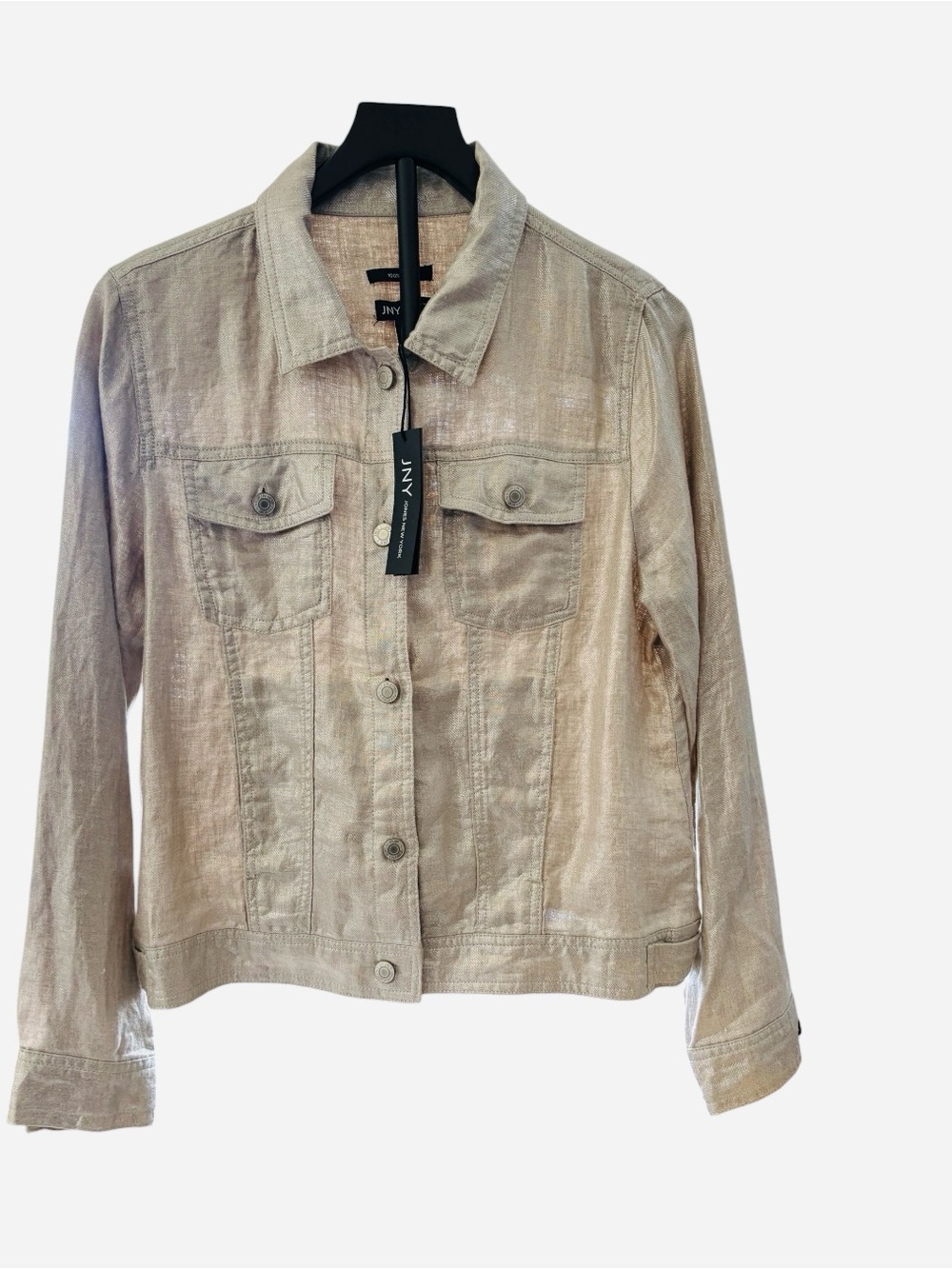JNY Women’s Metallic Linen Trucker Jacket Gold/Silver Size L